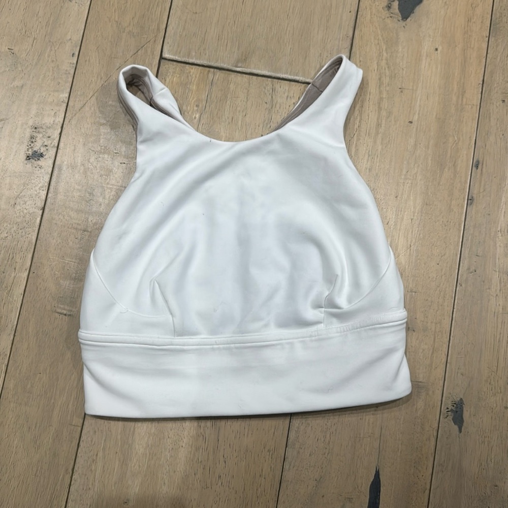 white lulu sports bra size 4